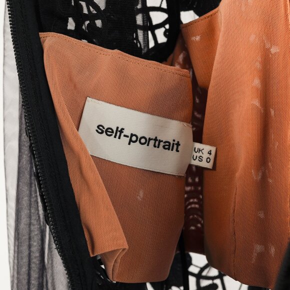 Self-Portrait SS/16 Black Balloon-Sleeve Lace A-Line Mini Dress - Picture 9 of 11